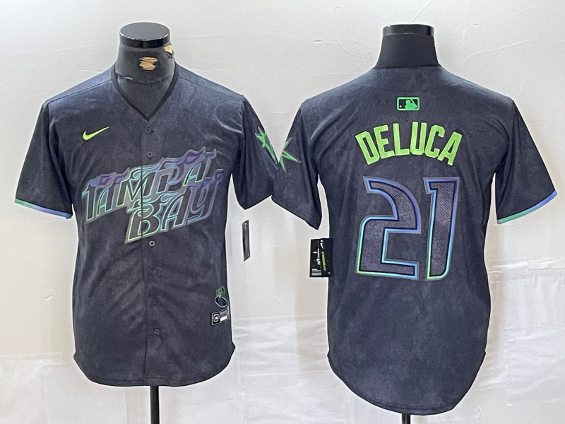 Men's Tampa Bay Rays Jonny DeLuca #21 Charcoal 2024 City Connect Limited Jersey